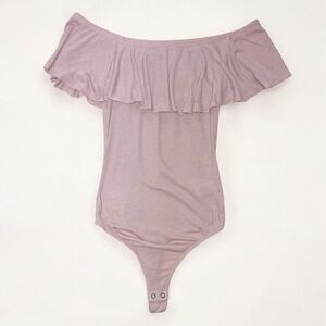 Express Ribbed Off the Shoulder Mauve Pink Bodysuit Size XS